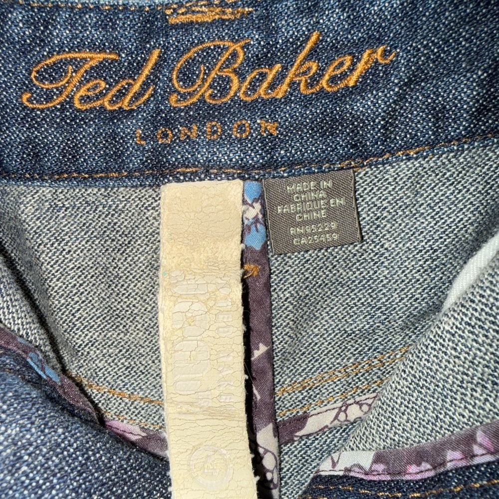 Ted Baker Pleated Jean Skirt with Embroidered Pocket - Picture 8 of 9